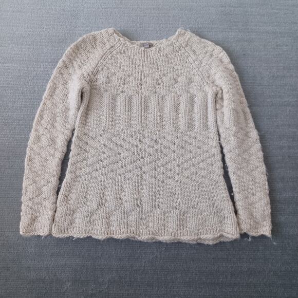 J Jill Sweater Women Small Cream Wool Alpaca Pullover Classic Chunky Knit Tunic - Picture 9 of 9